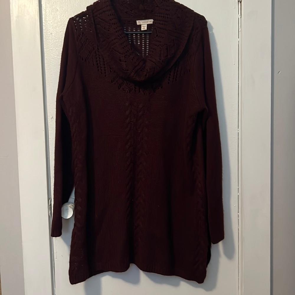 BURGUNDY | COWL NECK SWEATER | SIZE: 1X
